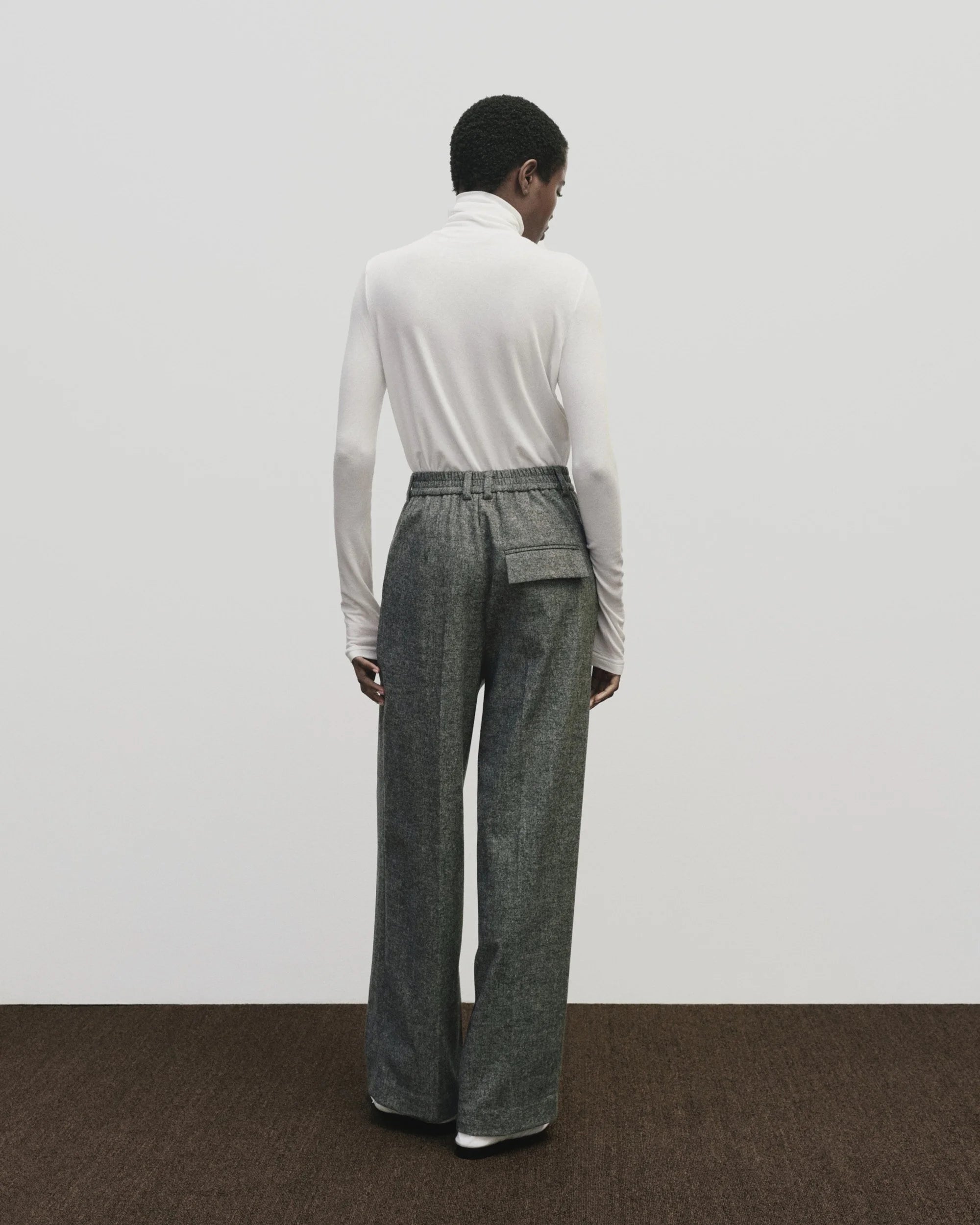 Mijeong Park wool blend wide leg trousers marled gray PIPE AND ROW