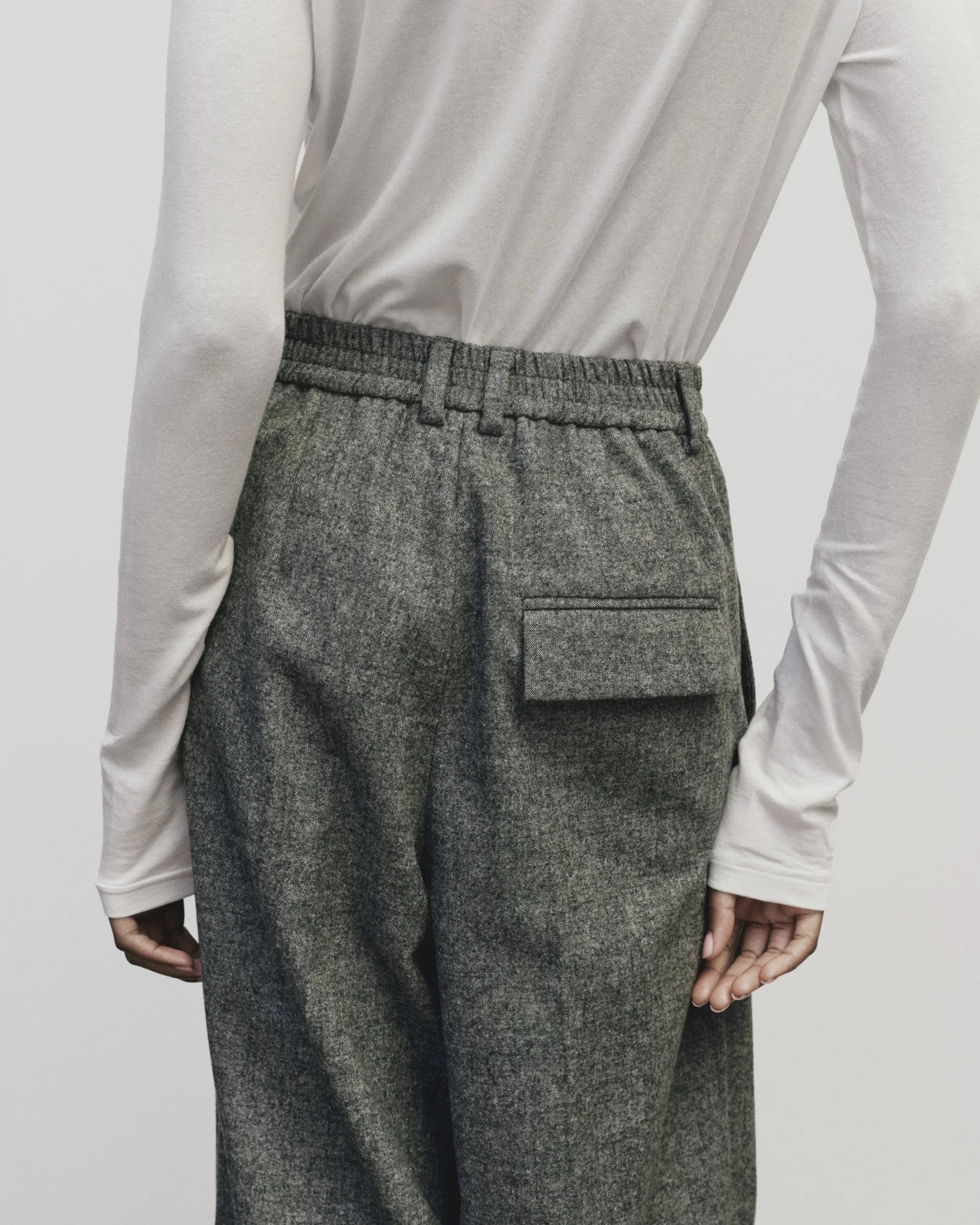 Mijeong Park wool blend wide leg trousers marled gray PIPE AND ROW