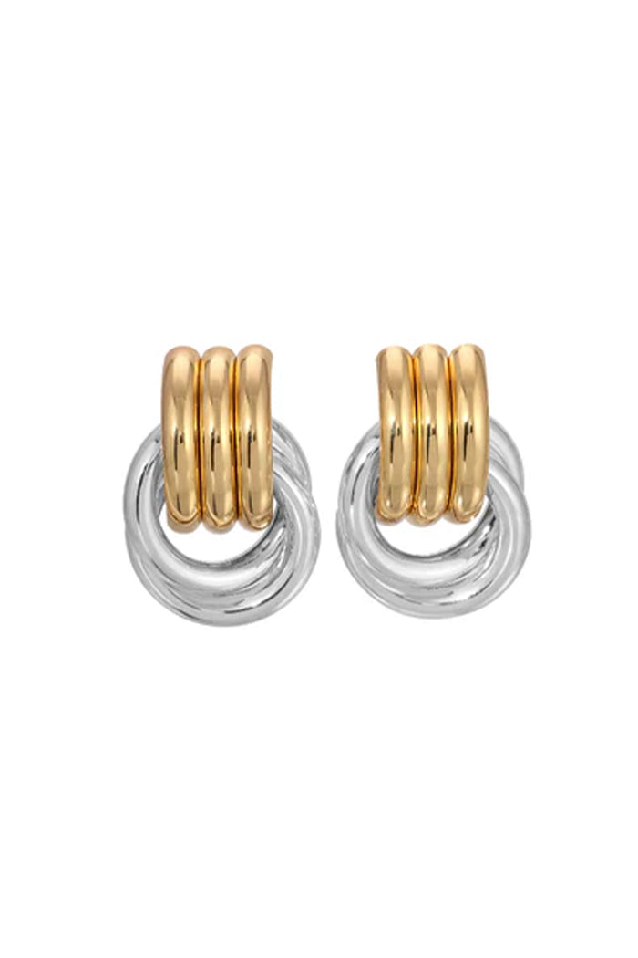 Heaven Mayhem mini knot earring chunky mixed gold silver | Pipe and Row
