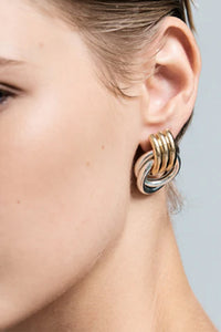 Heaven Mayhem mini knot earring chunky mixed gold silver | Pipe and Row
