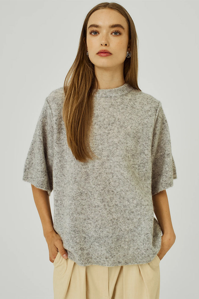 Norr Hazina light grey knit sweater tee soft | Pipe and Row