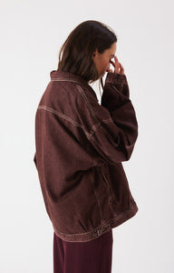 American Vintage loose fit Oshow soft denim jacket purplish raisin grape brown | Pipe and Row