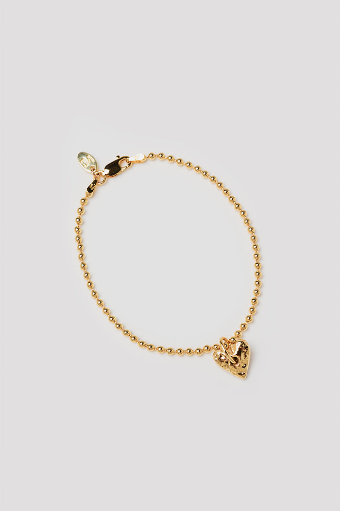 Wolf Circus Petra organic heart charm bracelet bead chain gold | PIPE AND ROW