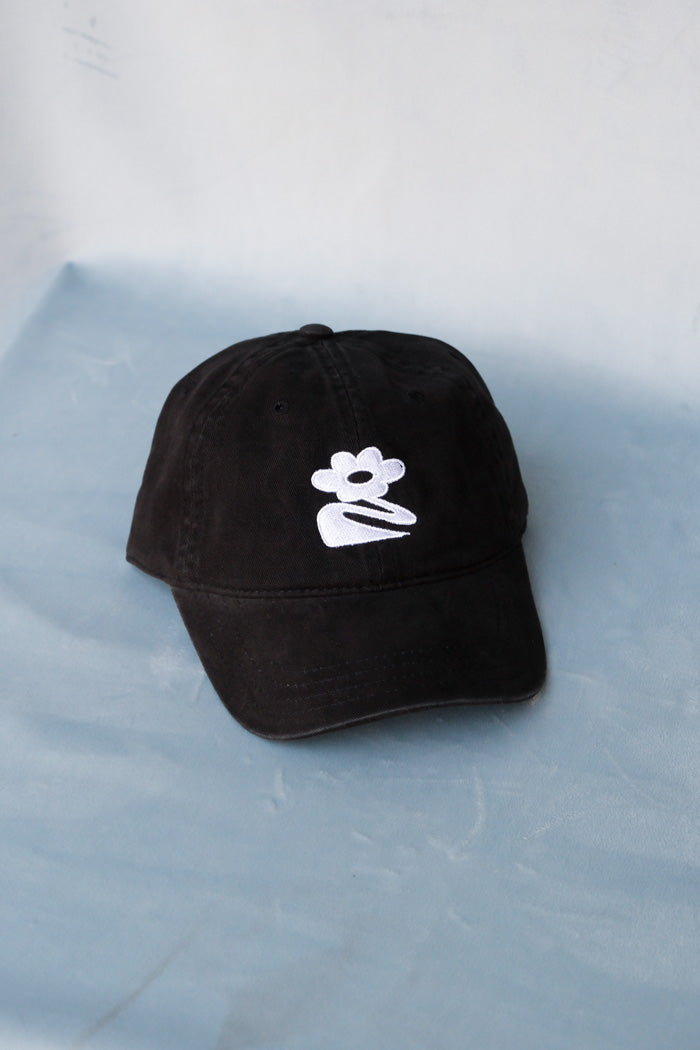 Pipe and Row blacki hat embroidered white flower "P&R" back | PIPE AND ROW