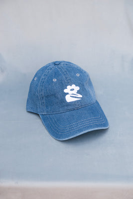 Pipe and Row denim hat embroidered white flower "P&R" back | PIPE AND ROW