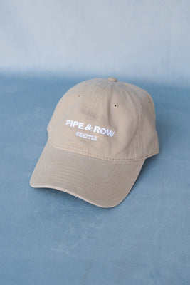 Pipe and Row embroidered khaki tan cotton hat | PIPE AND ROW