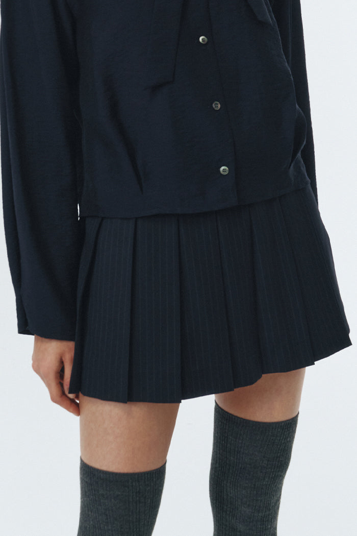 Dunst pleated mini skirt navy blue pinstripe Pipe and Row Seattle