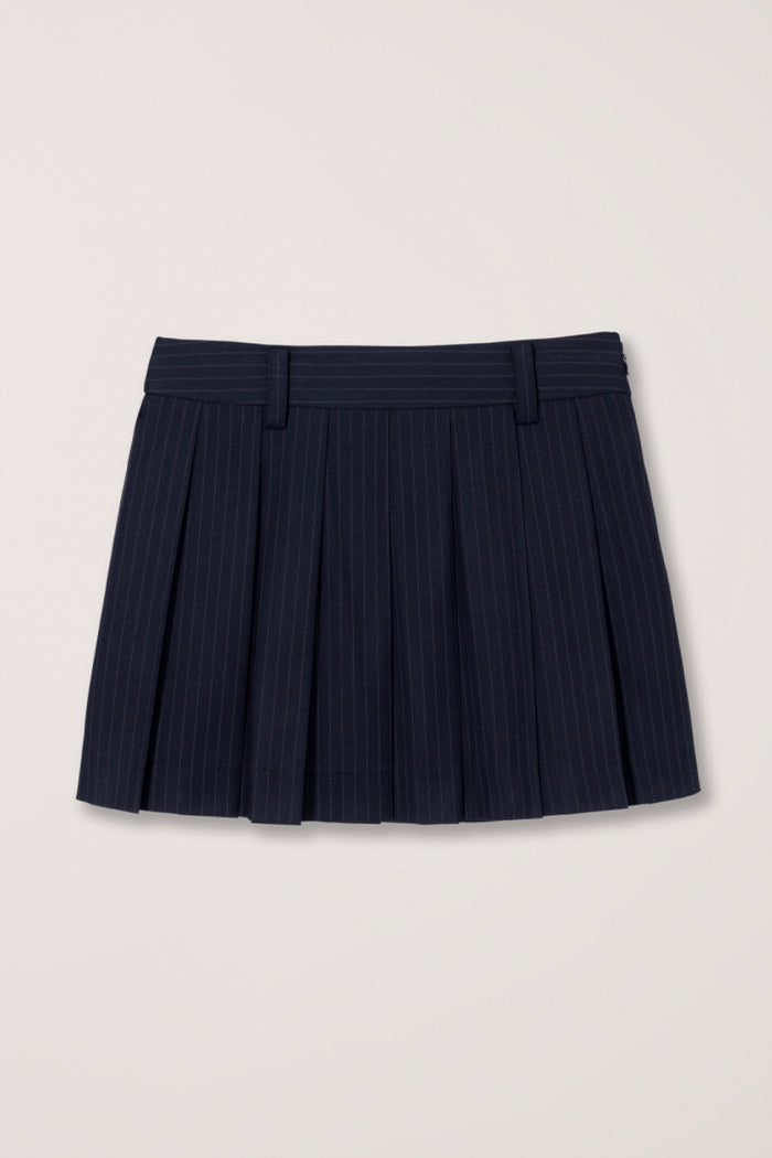 Dunst pleated mini skirt navy blue pinstripe Pipe and Row Seattle