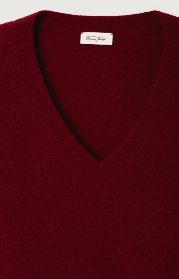 American Vintage Rax v-neck sweater dark red cherry tree red | Pipe and Row