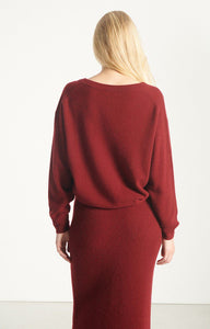 American Vintage Rax v-neck sweater dark red cherry tree red | Pipe and Row