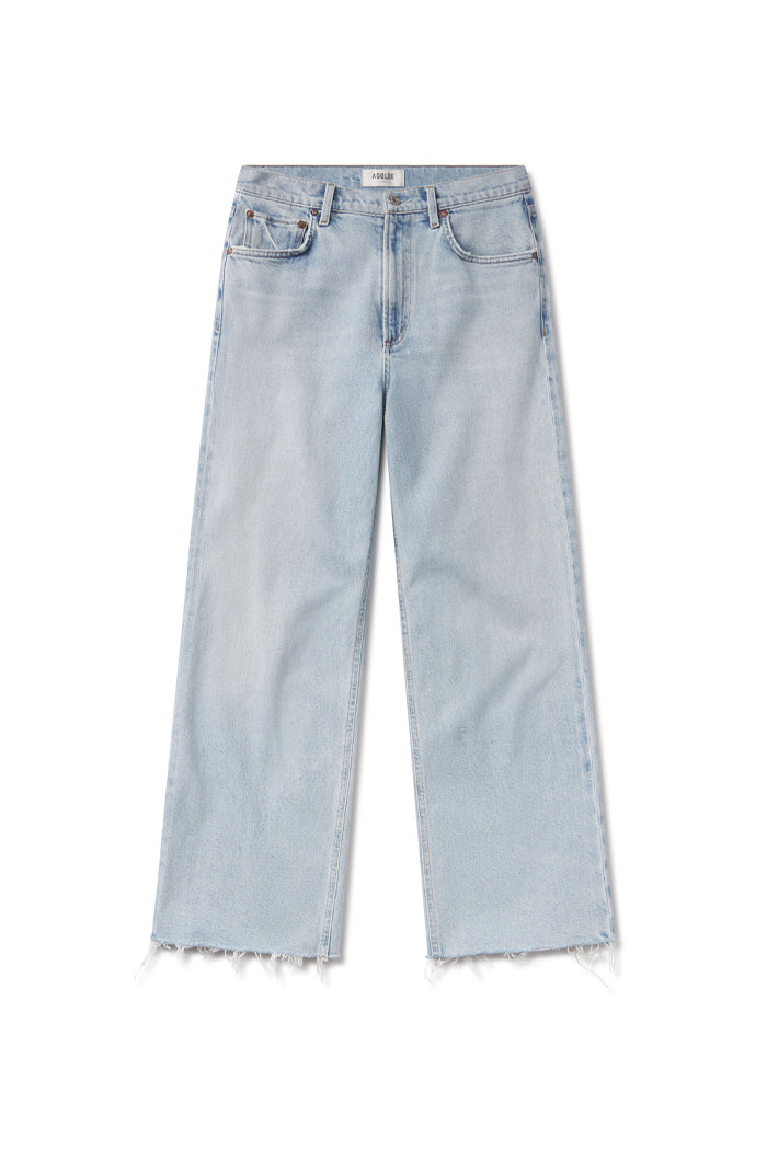 Agolde Ren high rise wide leg denim beam blue | Pipe and Row