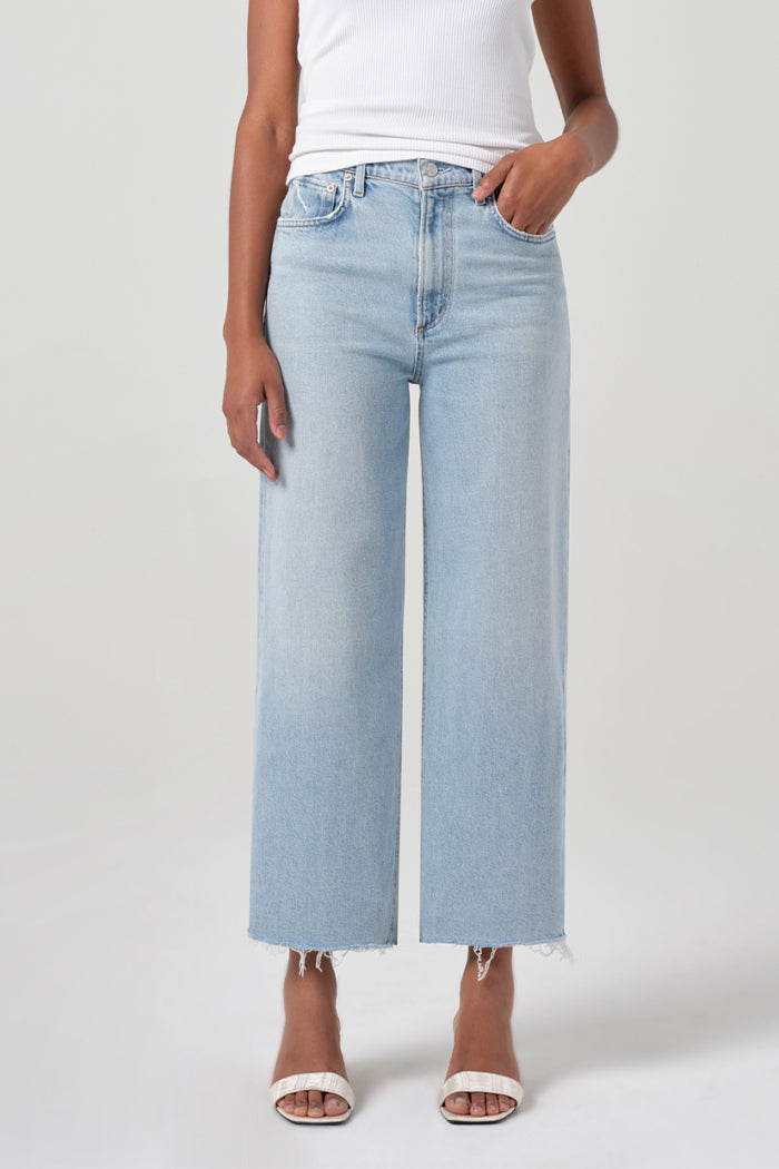 Agolde Ren high rise wide leg denim beam blue | Pipe and Row