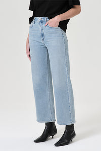 Agolde Ren high rise wide leg denim light blue groove | Pipe and Row