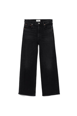 Agolde Ren high rise wide leg denim hush saturated black | Pipe and Row