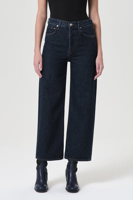 Agolde Ren high rise wide leg denim polished blue | Pipe and Row