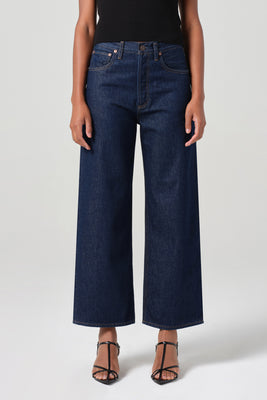 Agolde Ren high rise wide leg denim dark indigo Rinse | Pipe and Row