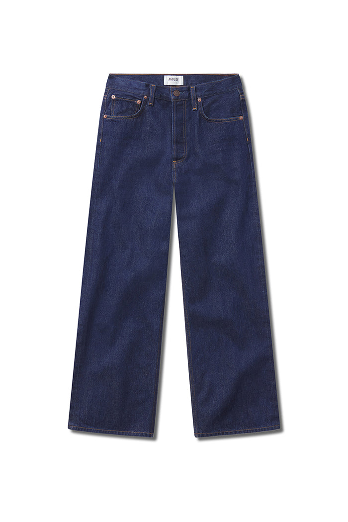 Agolde Ren high rise wide leg denim dark indigo Rinse | Pipe and Row