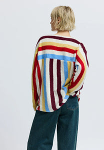 Resume Henley fuzzy colorful striped pullover sweater PIPE AND ROW