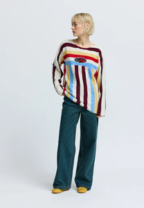 Resume Henley fuzzy colorful striped pullover sweater PIPE AND ROW