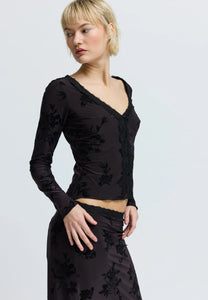 Resume Holly fitted blouse v-neck cardigan floral twilight print | PIPE AND ROW