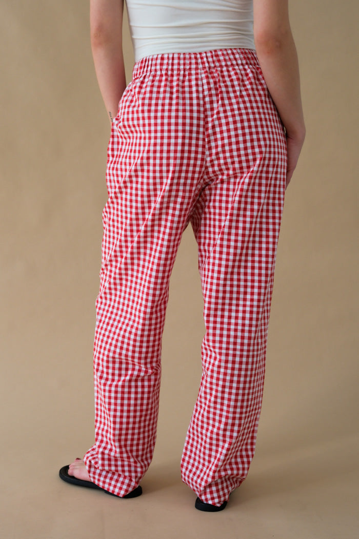 Rita Row Loose-fit straight Cep trousers red checkered gingham | Pipe and Row