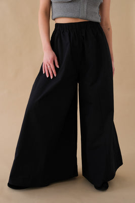 Rita Row black cotton skirt effect Lobe pants elastic waist  PIPE AND ROW
