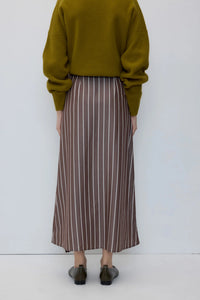 Rita Row brown Emma white striped tencel wrap skirt | Pipe and Row