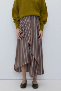 Rita Row brown Emma white striped tencel wrap skirt | Pipe and Row