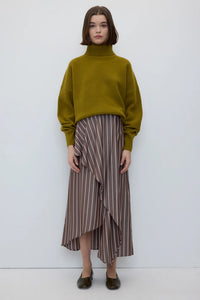 Rita Row brown Emma white striped tencel wrap skirt | Pipe and Row
