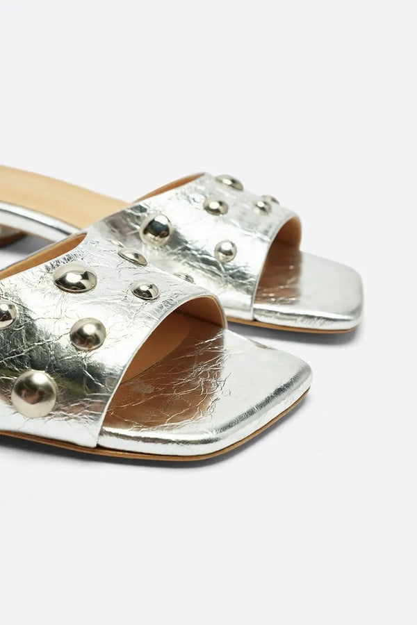 Intentionally Blank Sadie metallic silver studded sandal | Pipe and Row ...