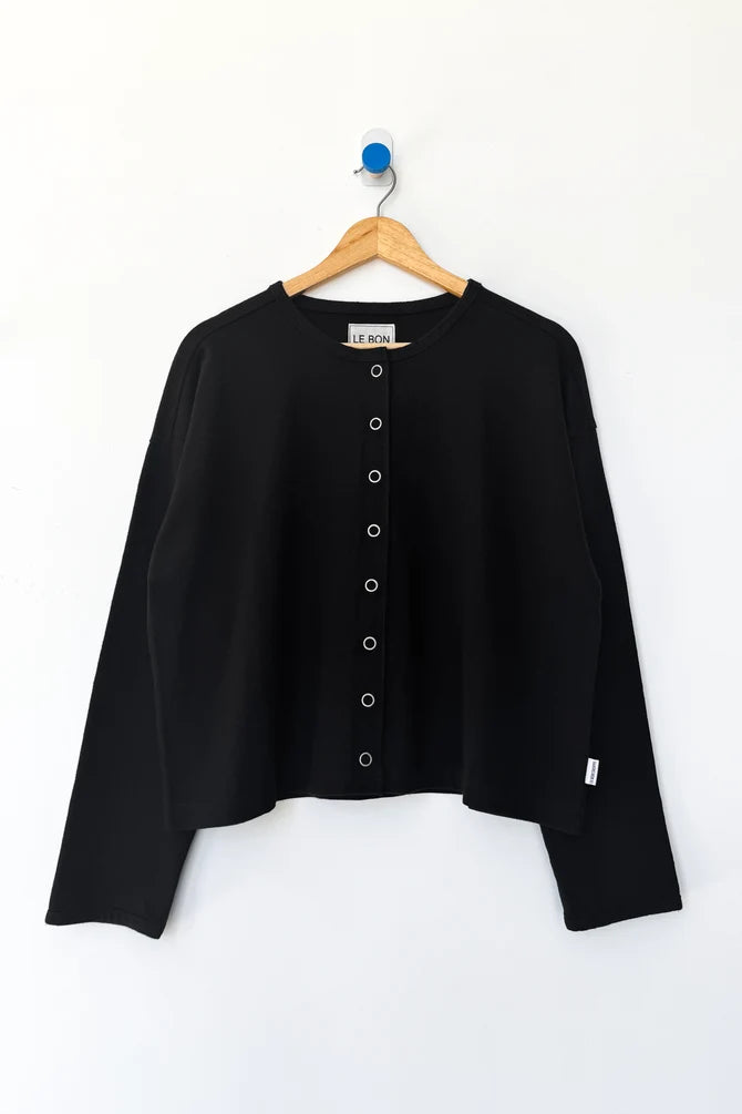 SOFT JERSEY SNAP CARDIGAN