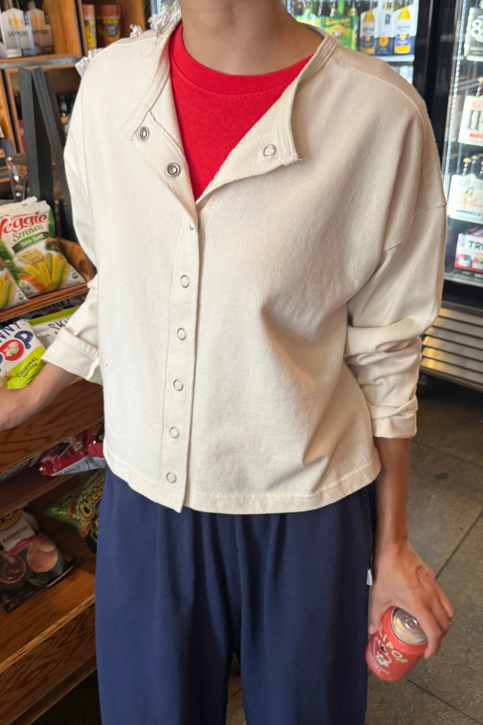 SOFT JERSEY SNAP CARDIGAN