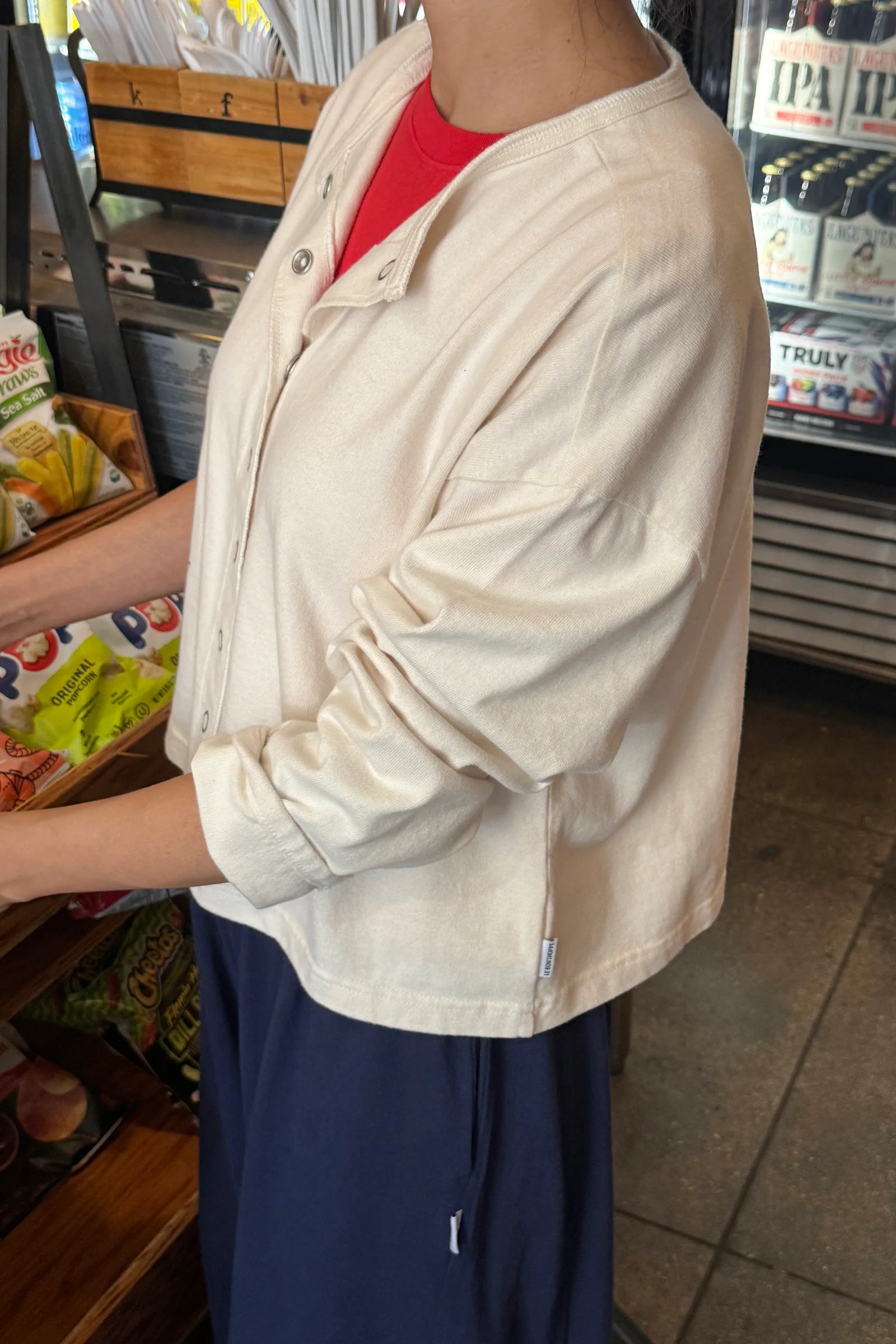 SOFT JERSEY SNAP CARDIGAN