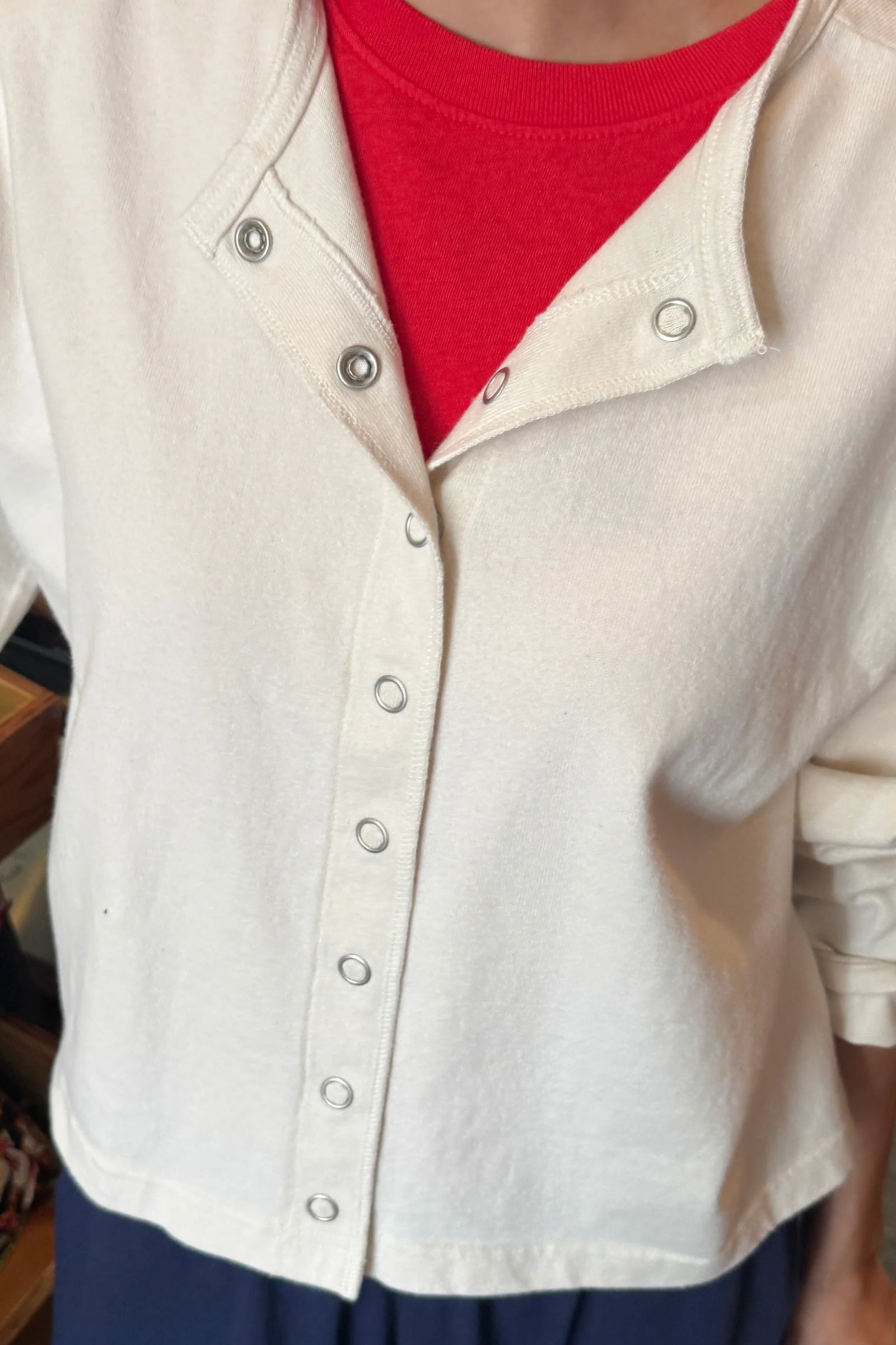 SOFT JERSEY SNAP CARDIGAN