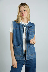 Damson Madder tie Milly gilet denim blue vest | Pipe and Row Seattle