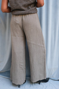 Shani baggy wide leg linen pants taupe | Pipe and Row Seattle