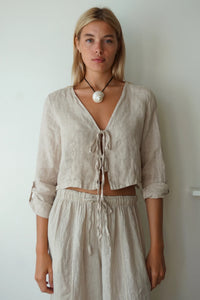 Shani wide barrel leg linen chloe pant tan off white beige | Pipe and row