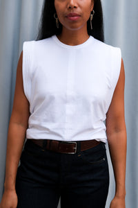 Soldout.NYC Gimme that shoulder tank top white | Pipe and Row