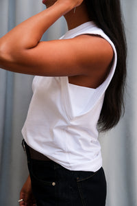 Soldout.NYC Gimme that shoulder tank top white | Pipe and Row