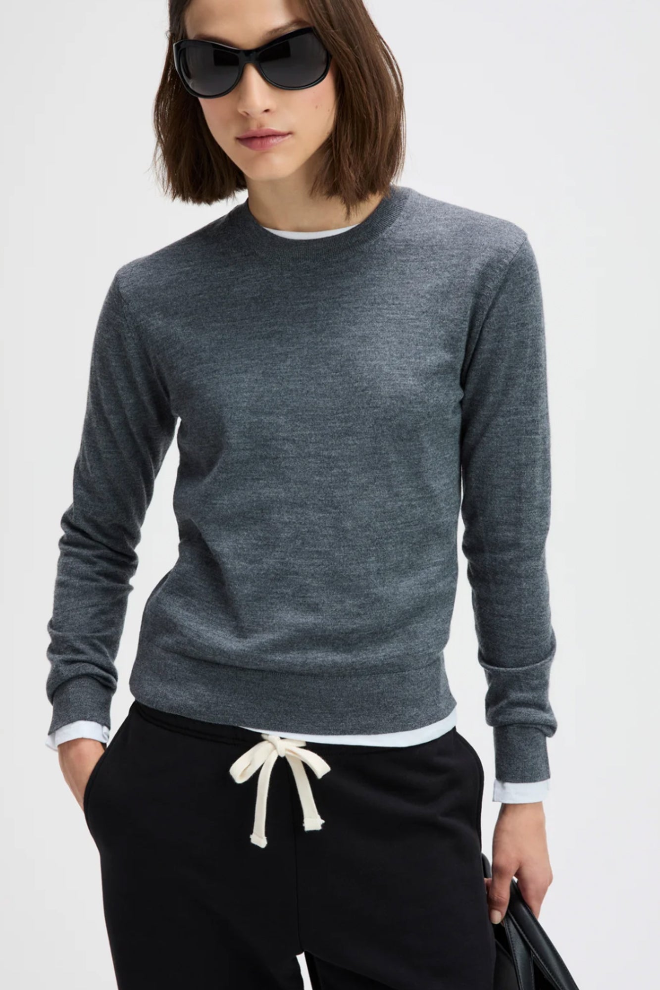 Soldout.NYC Refined classic crewneck charcoal grey light merino wool | Pipe and Row