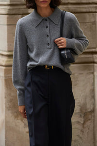 The Cashmere Polo in Heather Grey