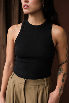 Soldout.NYC delicate racerback Not So Basic Tank top black heavyweight rib | Pipe and Row