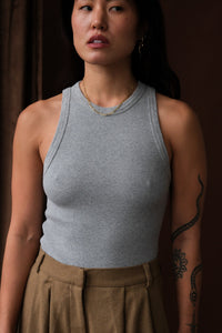 Soldout.NYC delicate racerback Not So Basic Tank top heather grey heavyweight rib | Pipe and Row