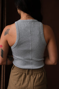 Soldout.NYC delicate racerback Not So Basic Tank top heather grey heavyweight rib | Pipe and Row