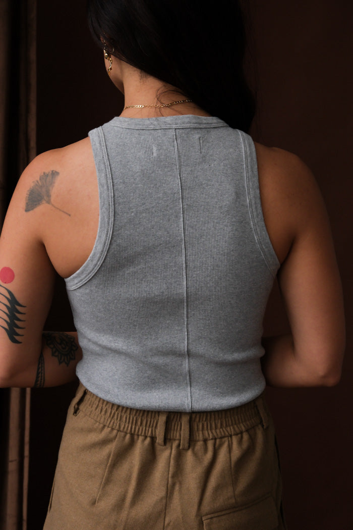 Soldout.NYC delicate racerback Not So Basic Tank top heather grey heavyweight rib | Pipe and Row