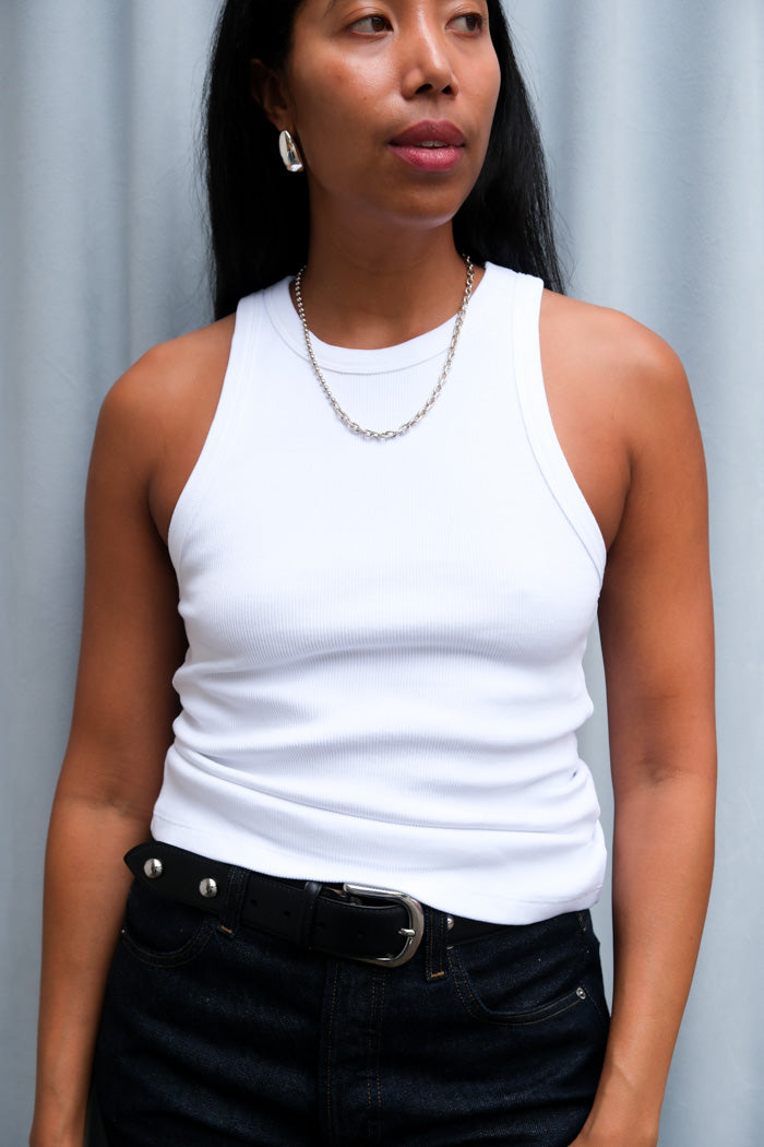 Soldout.NYC delicate racerback Not So Basic Tank top white heavyweight rib | Pipe and Row Seattle