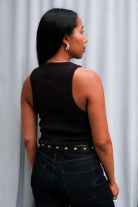 Soldout.NYC high neck cropped not so basic tank top black heavy weight rib | Pipe and Row