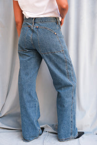 Still Here Supply jean classic blue utilitarian straight leg mid rise | Pipe and Row