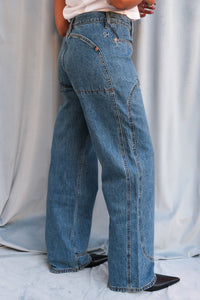 Still Here Supply jean classic blue utilitarian straight leg mid rise classic blue | Pipe and Row