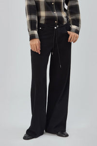 Still Here cool jeans true black toggle drawstring no waistband wide leg | Pipe and Row